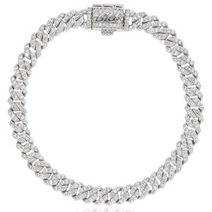 GLD Micro Diamond Prong Cuban Bracelet in White Gold - 6mm (NWOT)